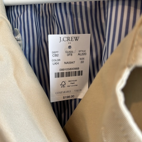 J. Crew Factory NWT Size 22 classic Trench Coat - Picture 4 of 6
